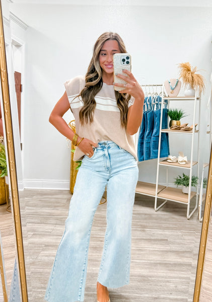 Sleeveless Round Neck Striped Sweater Top