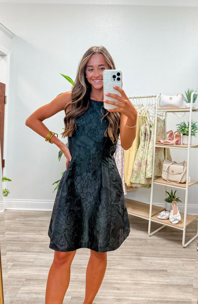 Floral Jacquard Sleeveless Mini Dress