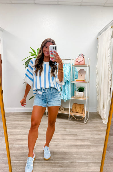Striped Dolman Short Sleeve Top
