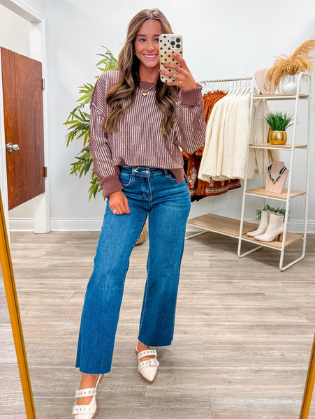 Two Tone Striped Casual Sweater Top