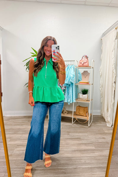 Solid Collared Sleeveless Top