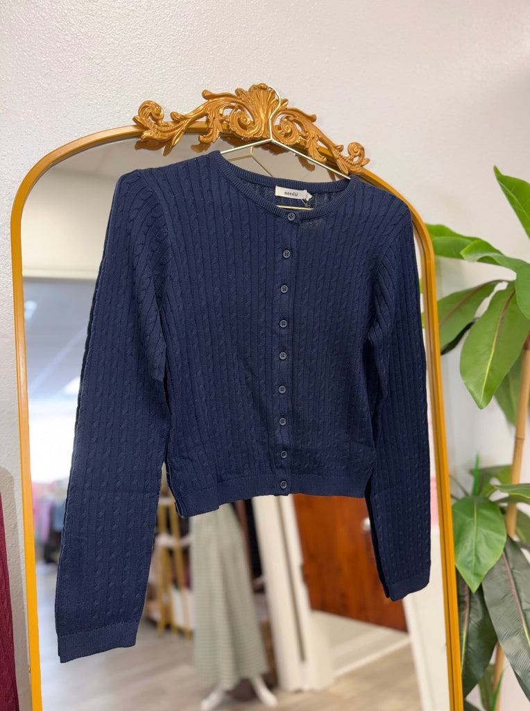 Cropped Button Down Cardigan