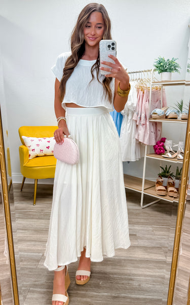 Crop Top And Midi Skirt Set