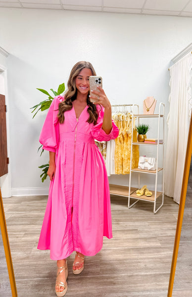 Solid ¾ Sleeve Midi Dress