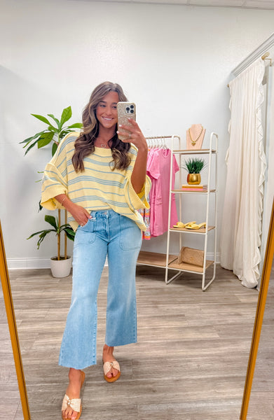 Stripe Sweater W/ Drop Shoulders