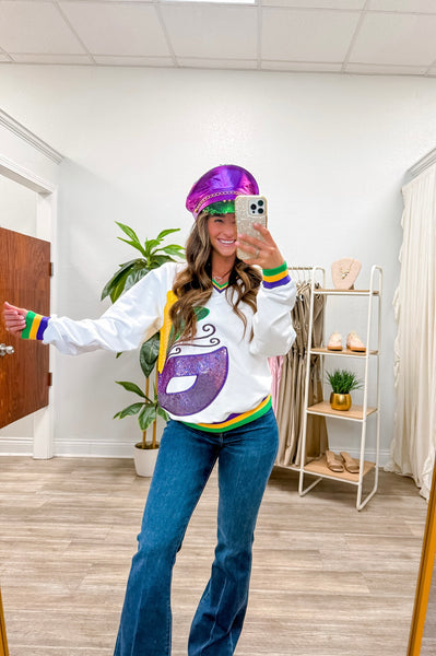 Sequin Embroidered Mask Sweatshirt