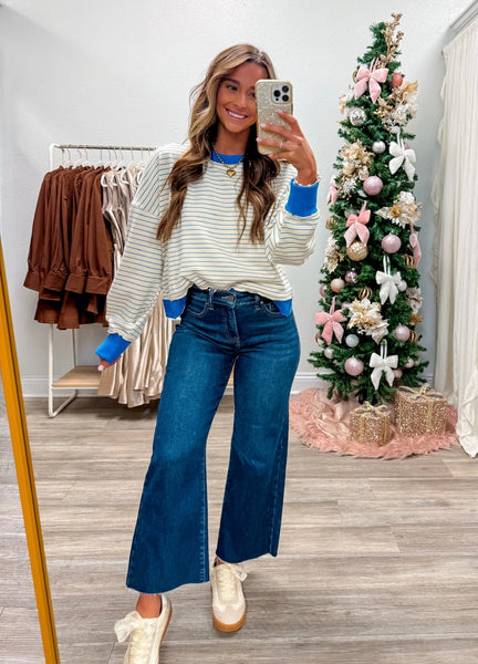 Striped Sweatshirt W/ Back Cross Detail