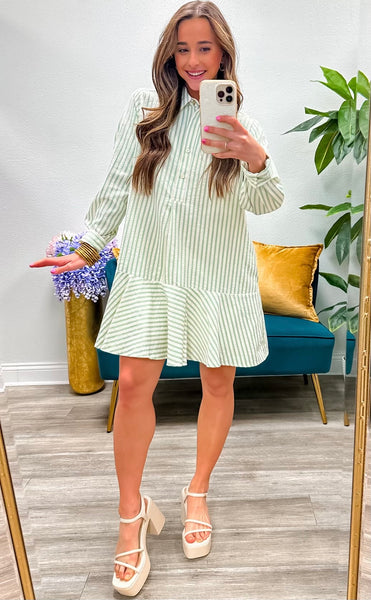 Striped Drop Waist Mini Dress