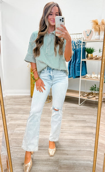 Half Sleeve Oversized Striped Top