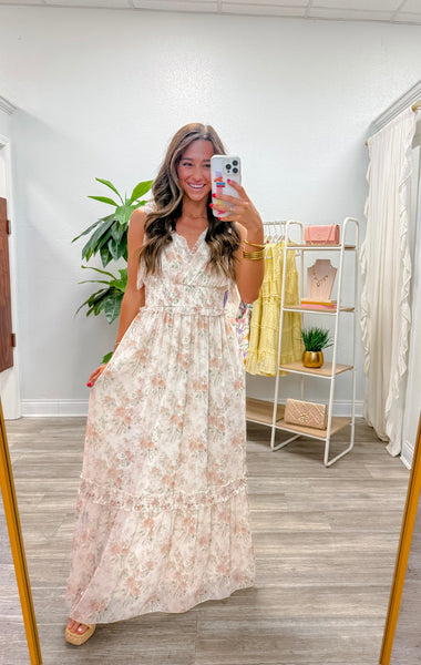 Floral Shoulder Strap Midi Dress
