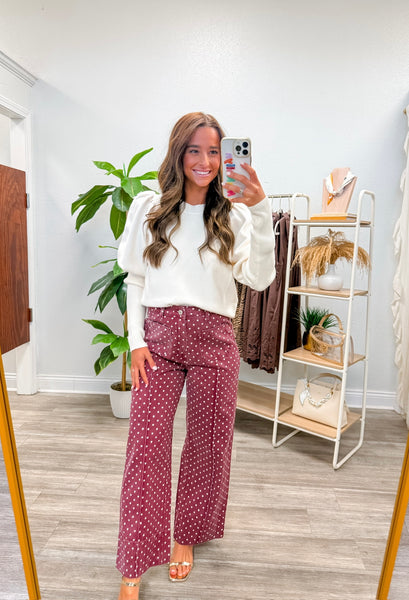 Polka Dot Front Seam Pants
