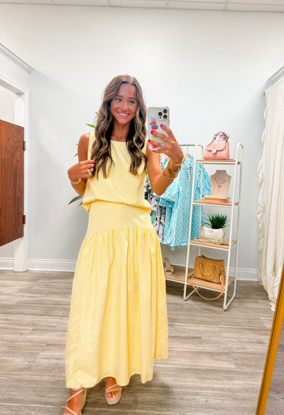 Sleeveless Gingham Top & Skirt Set