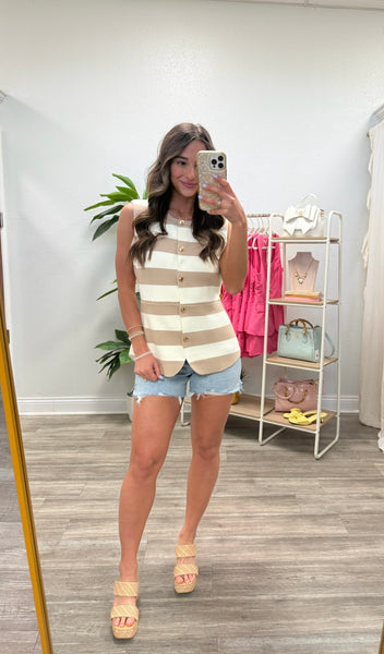Striped Sleeveless Sweater Vest Top