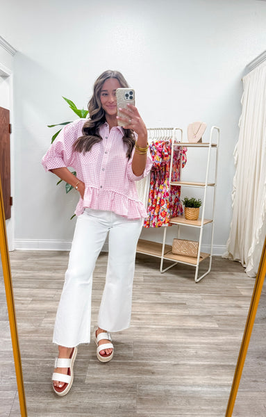 Picnic Peplum Button Up Top