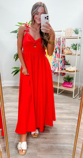 Solid Twist Front Top Pullover Midi Dress