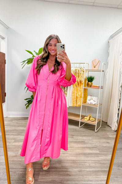 Solid ¾ Sleeve Midi Dress