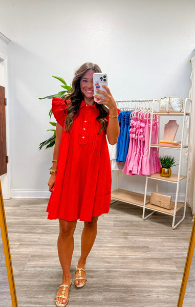 Solid Ruffle Sleeve Mini Dress