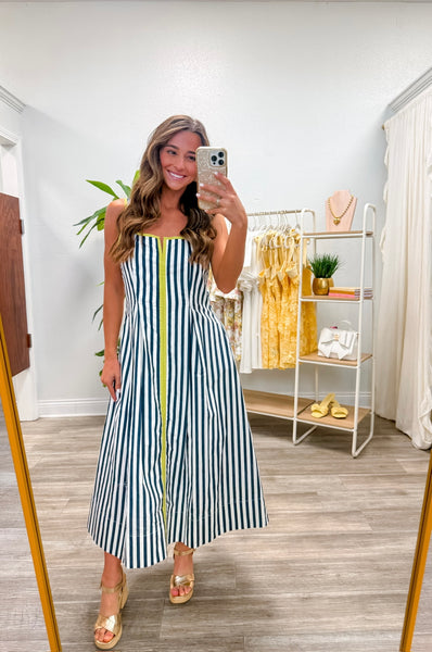 Striped Sleeveless Midi Dress