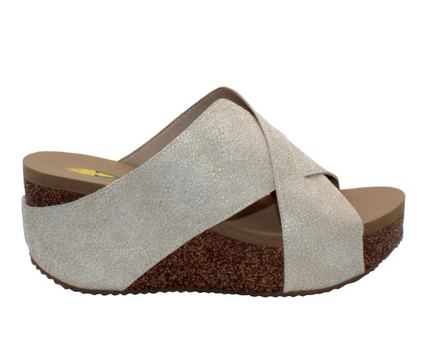 Volatile Firefly Faux Leather Criss Cross Slide