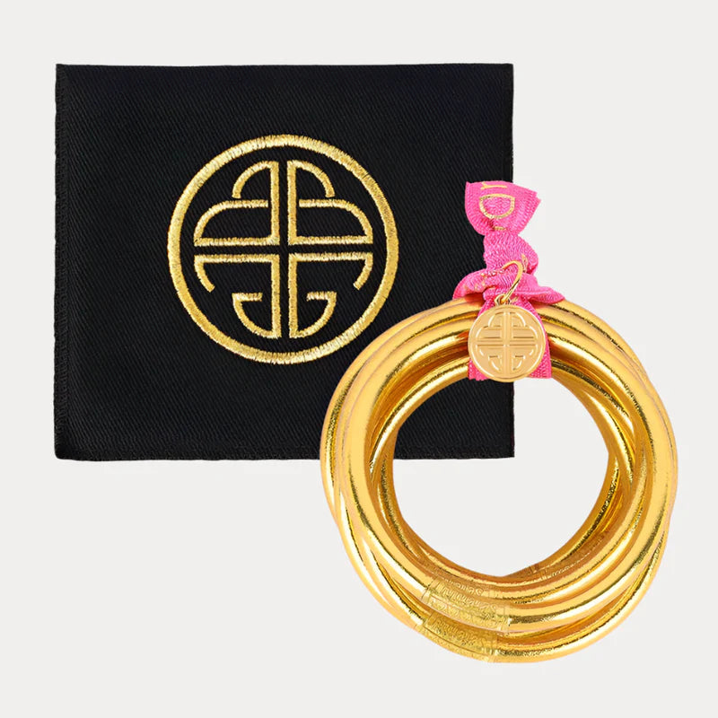 BuDahGirl Gold Serenity Prayer Bangles (Set of 9)