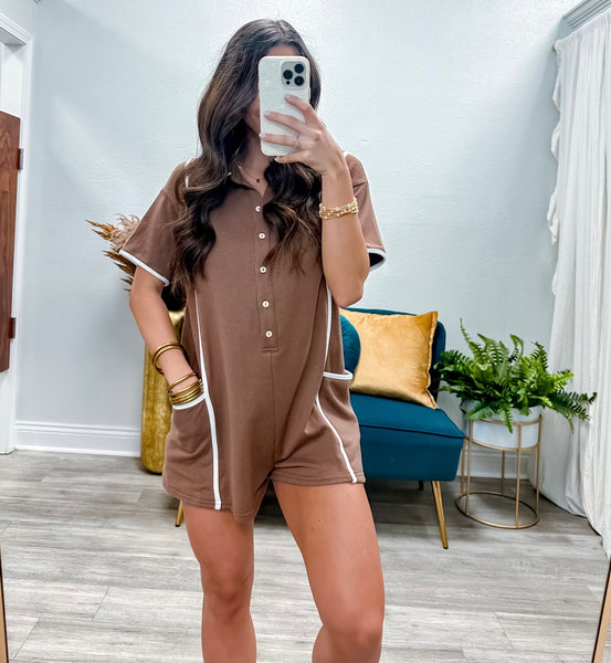 Cotton Terry Contrast Binding Romper