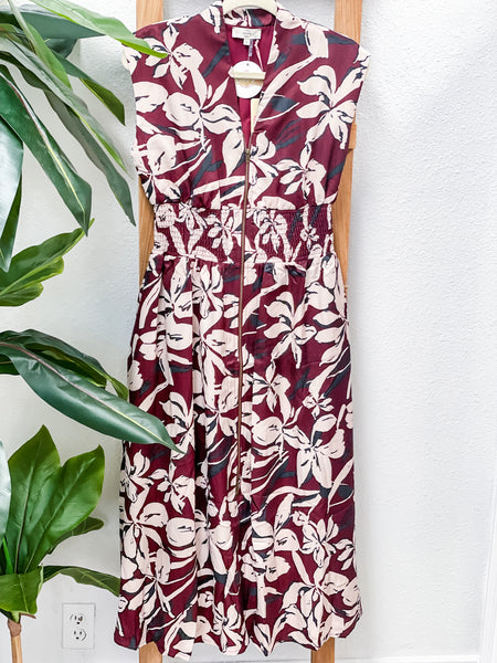 Floral Print Sleeveless Midi Dress