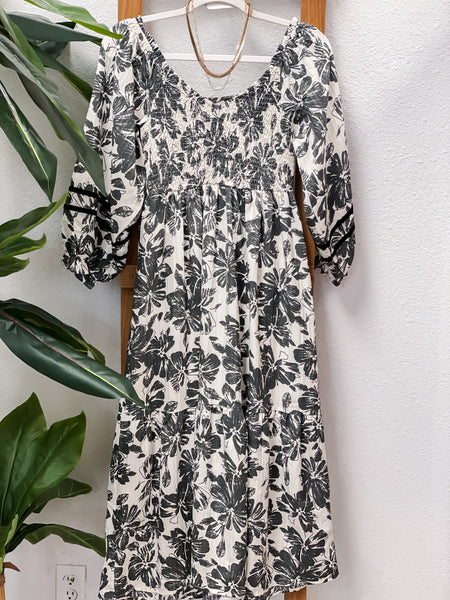 Floral Two Tone Midi Dress