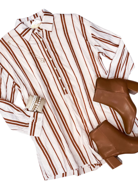 Striped Button Down Collared Romper