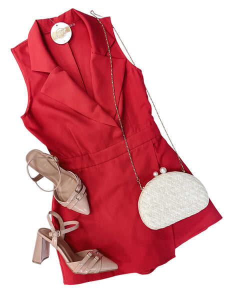 Sleeveless Blazer Romper