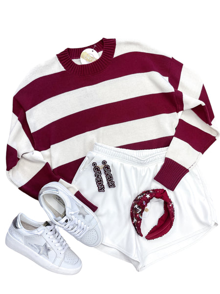 Long Sleeve Crop Striped Sweater