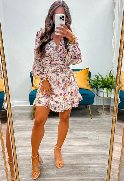 Floral Ruffled Long Sleeve Mini Dress