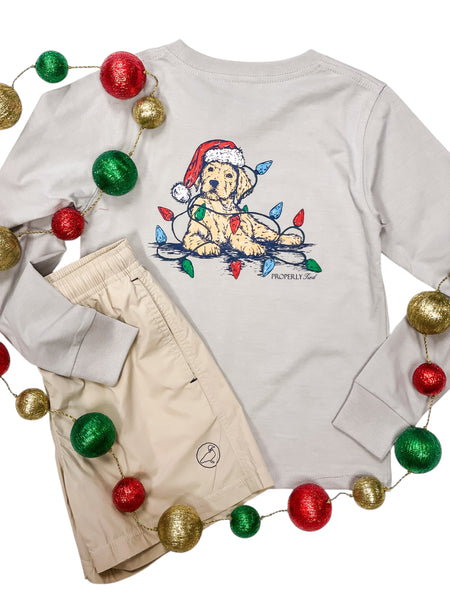 Properly Tied Boys Santa Paws LS Tee