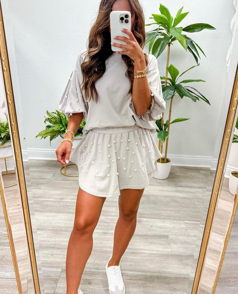 Solid Round Neck Bubble Sleeve Top