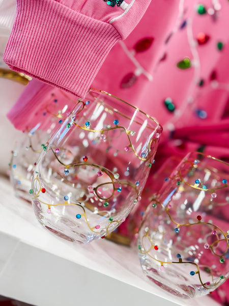 Rhinestone Lights Stemless Wine Glass