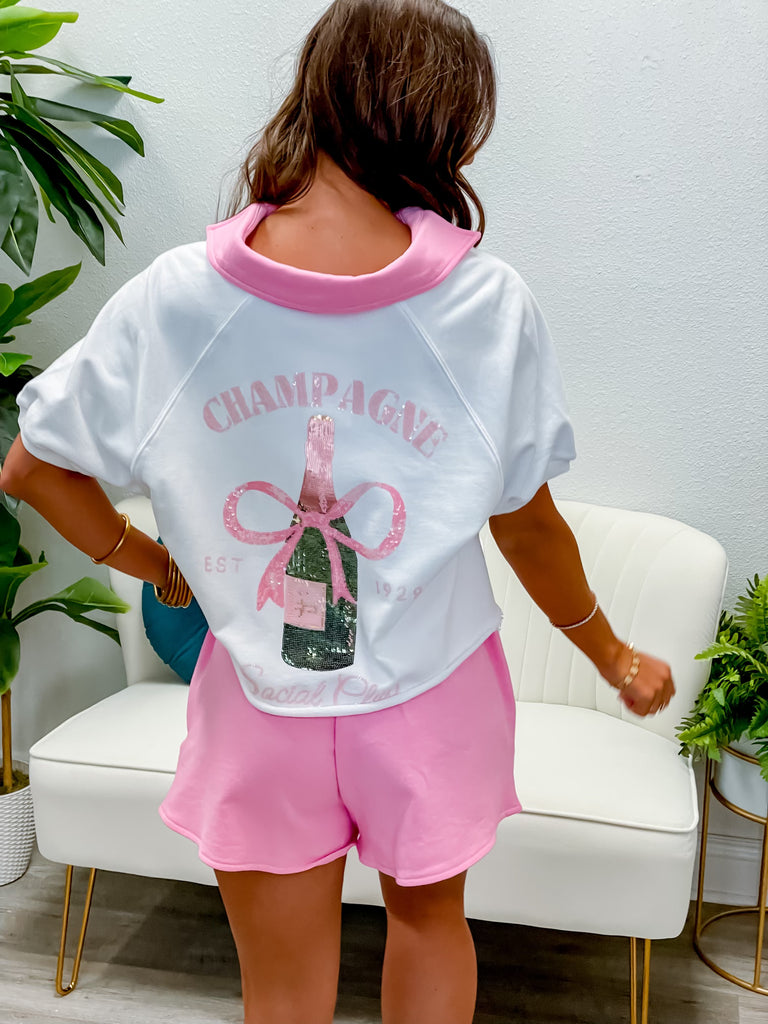 Sequins Champagne Top & Shorts Set