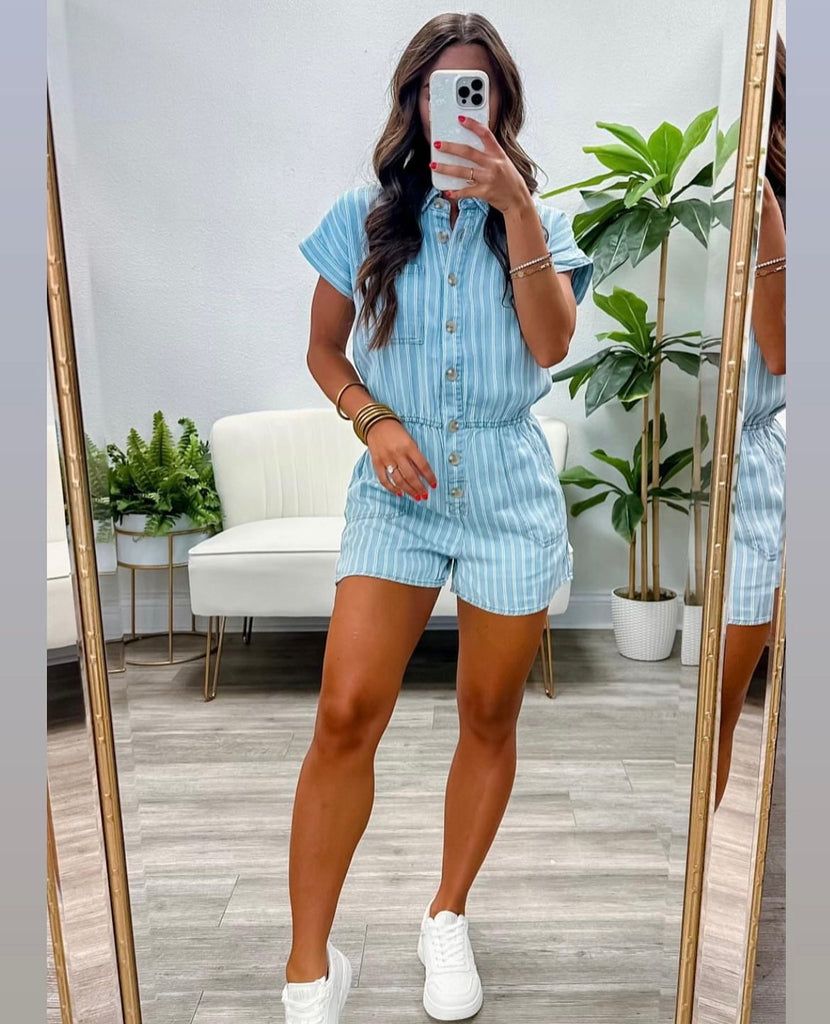 Striped Button Down Romper