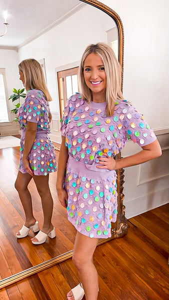 QOS Easter Egg Paillette Sweater