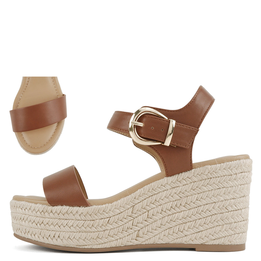 Soda Jena Raffia Wedge Sandal