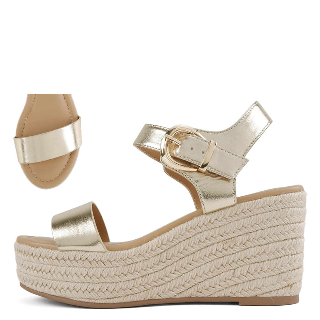 Soda Jena Raffia Wedge Sandal