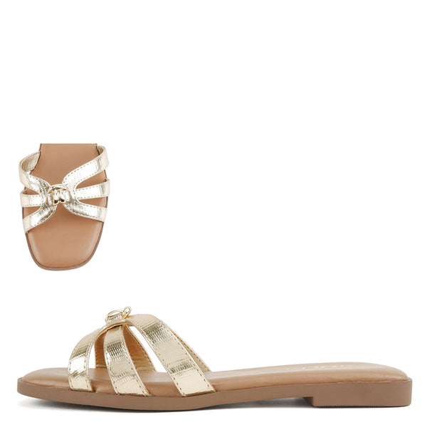 Soda Myrtle Metallic Strap Sandal