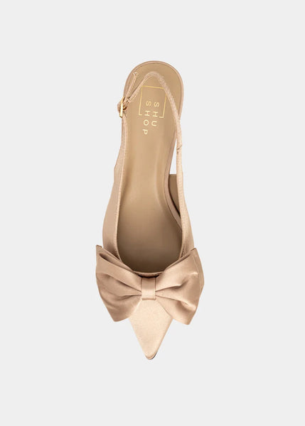 ShuShop Nora Bow Slingback Kitten Heel
