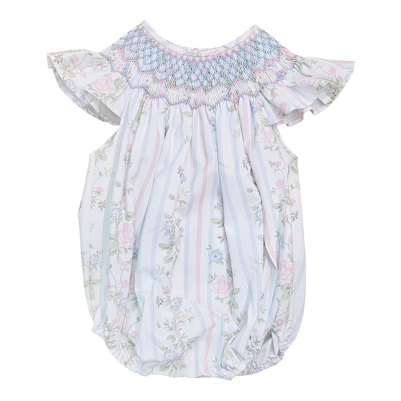 Valerie Floral Rose Vine Print Smocked Bubble