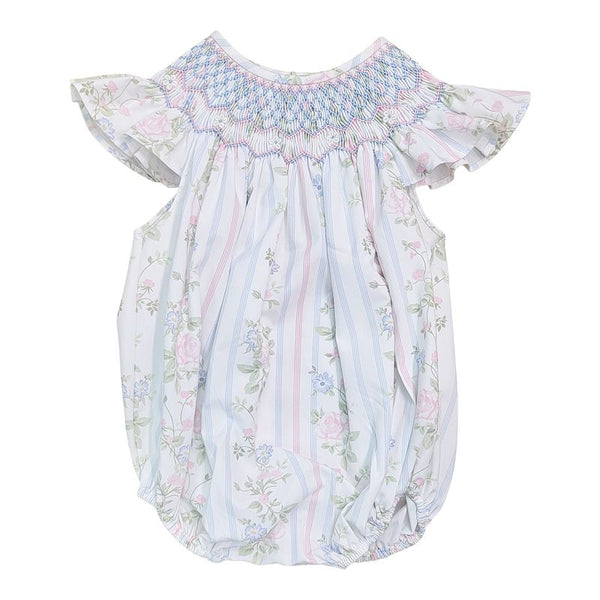 Valerie Floral Rose Vine Print Smocked Bubble