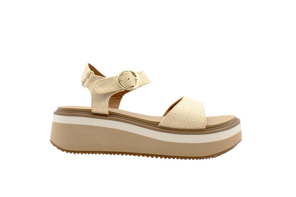 Volatile Porcini Linen Metal Buckle Sandal