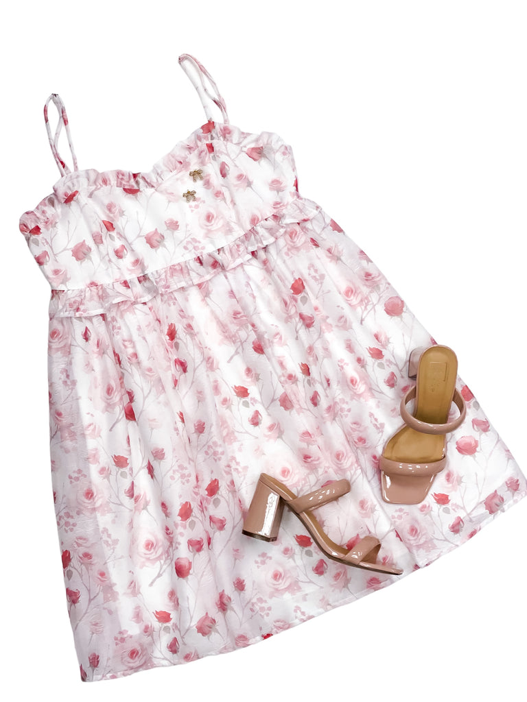 Whimsical Rose Babydoll Mini Dress