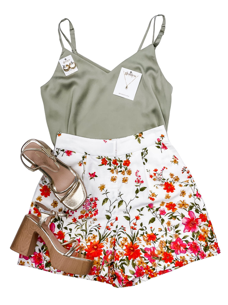 Floral Border High Rise Short