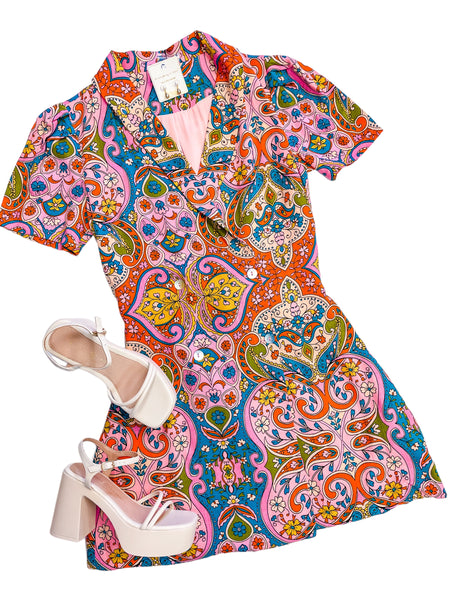 Paisley Print Blazer Mini Dress