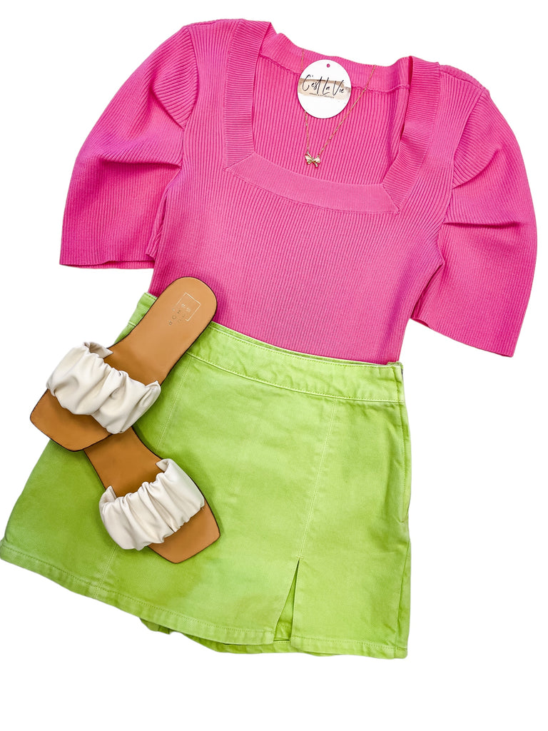 Square Neck Puff Sleeve Top