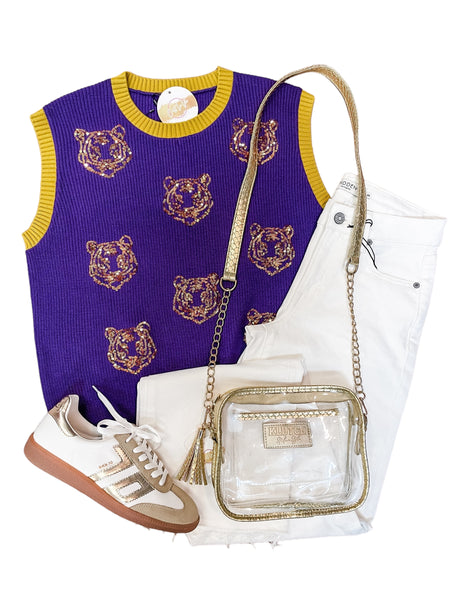 Sequin Multi Tiger Sweater Vest