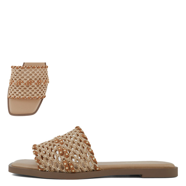 Soda Rawnie Raffia Square Toe Sandal